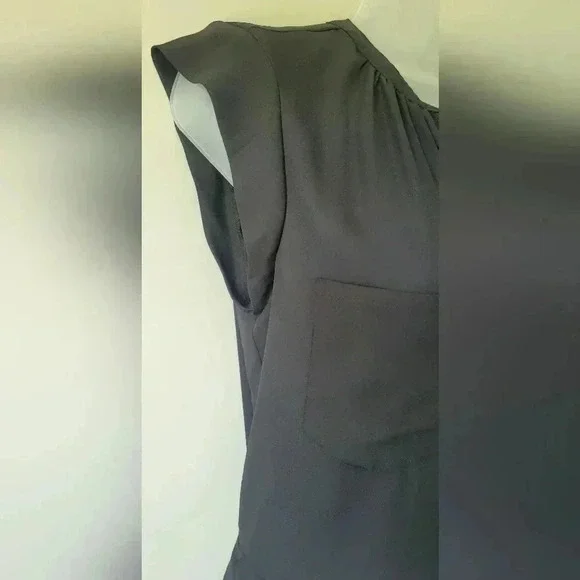 Size SM, MOSSIMO Black Drop Waist Chiffon Top, Ruffle Bottom, Ruffle Cap Sleeves - Picture 12 of 12